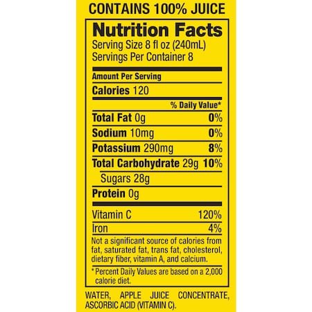 MOTTS Mott's 100% Natural Apple Juice 64 oz. Plastic Bottle, PK8 10002370